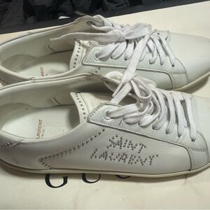 Saint Laurent White Studded Sneakers